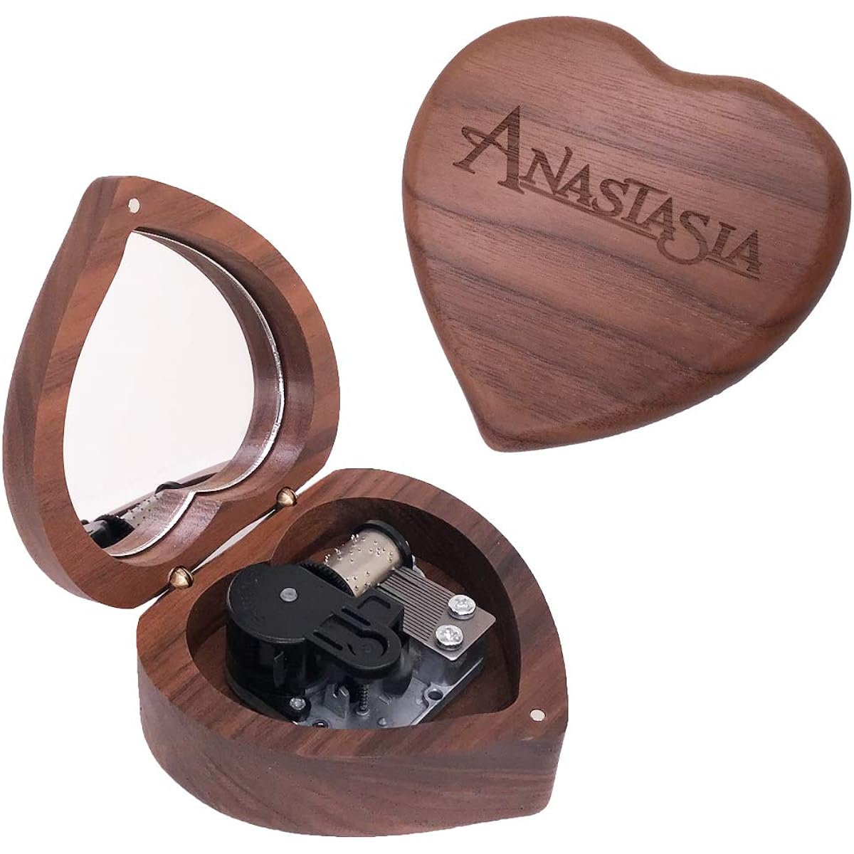 Teykst Once Upon a December Heart Shape Music Box Wooden Wind-Up Music Box Decorative Collection Birthday Anniversary Christmas Gift