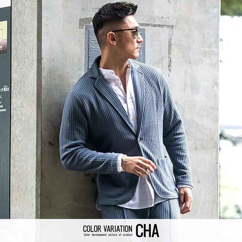 Cavalier Men's Unisex Top and Bottom Setup Jacket Long Pants Waffle Stretch CAJP22-12