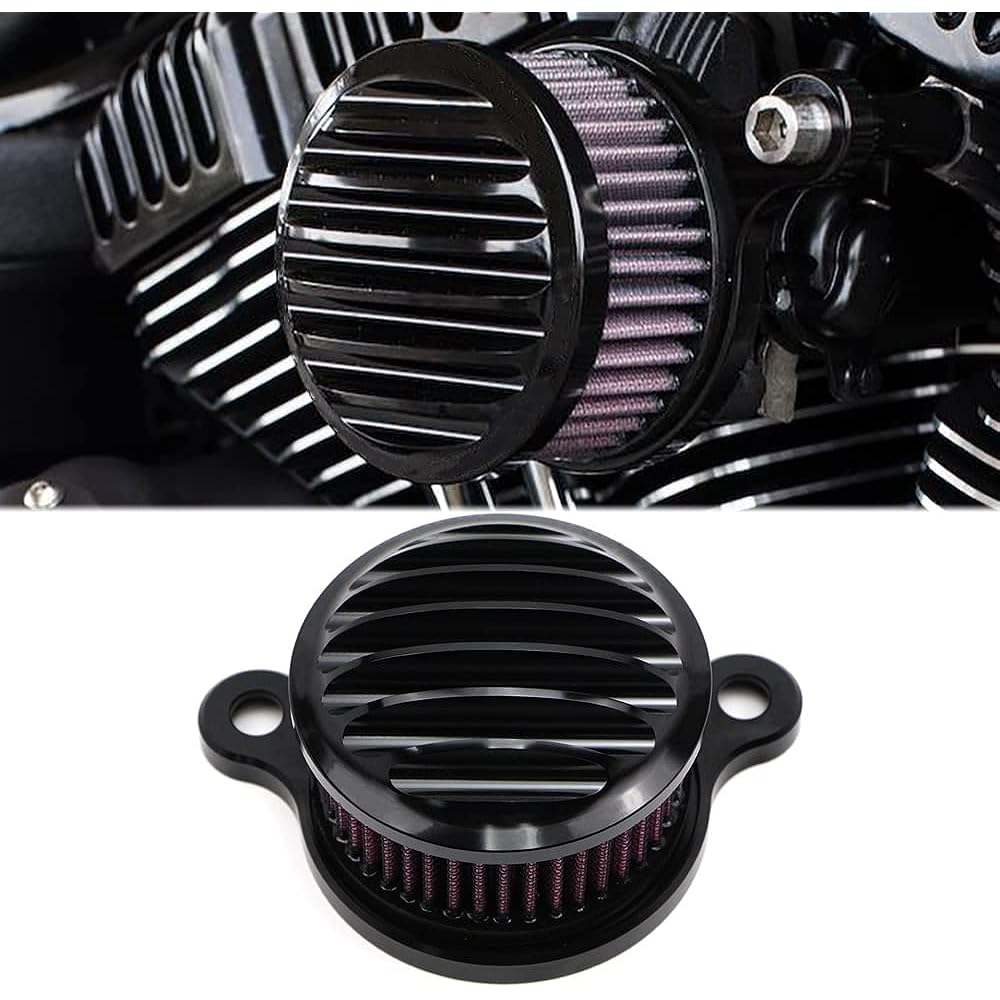 Dreamseek Engine Air Cleaner Filter Harley Sportster XL883 XL883N XL883R XL883P XL1200 XL1200L XL1200X 1988+ Motorcycle Intake System CNC Black Billet Washable