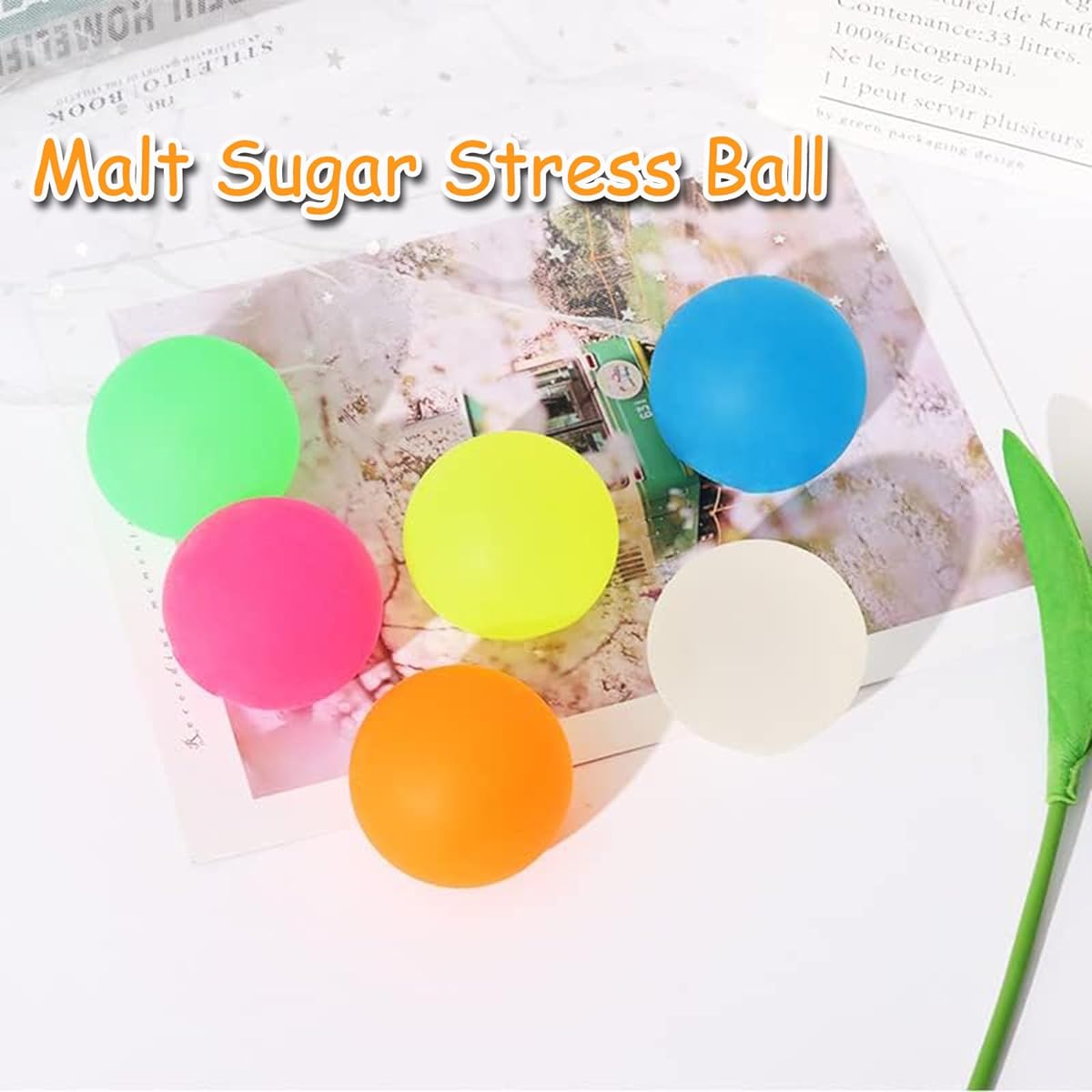 2.4 Inch Sugar Ball Malt Sugar Stress Ball Clear Malt Sugar Ball Slow Rise Squishy Stress Relief Ball Filled Relaxing Sensory Fidget Squishy Toy Hand Exercise Ball Gift for Dad (6 Colors)