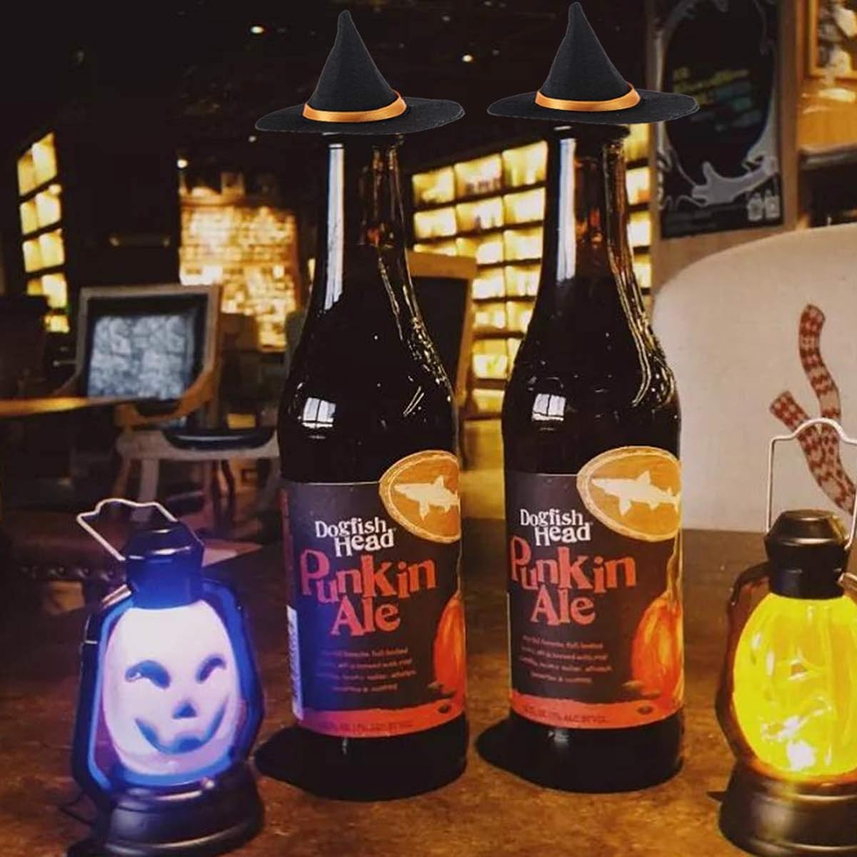 Halloween Witch Hats Mini Felt Witch Hats Wine Bottle Toppers Cupcake Decorations Halloween Party Table Decor DIY Crafts Black Witch Hats 6pcs