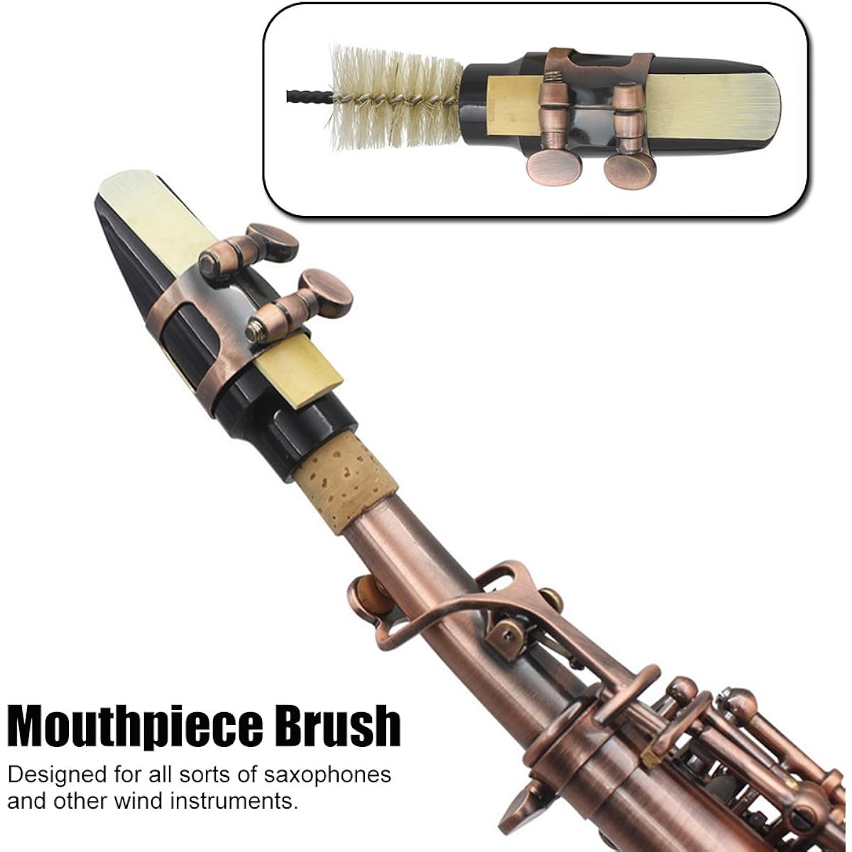 10-1 Saxophone Cork Grease Cleaning Care Kit, Mouthpiece Mouth Brush Mini Screwdriver Thumb Rest Reed Case Cleaning Cloth Wind Instruments