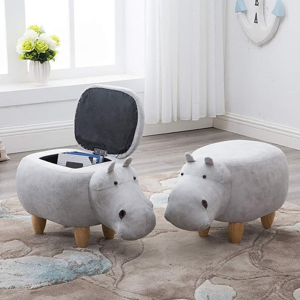 [Good Wood] Ottoman Animal Stool Animal Storage Stool Entrance Chair Animal Chair Bench Sofa Storage Ottoman Stool Living Chair Box Stool Storage Box Footrest [Storage, Stools, Ottomans, Chairs] Hippo Ottoman Hippo Storage Stool Animal Stool