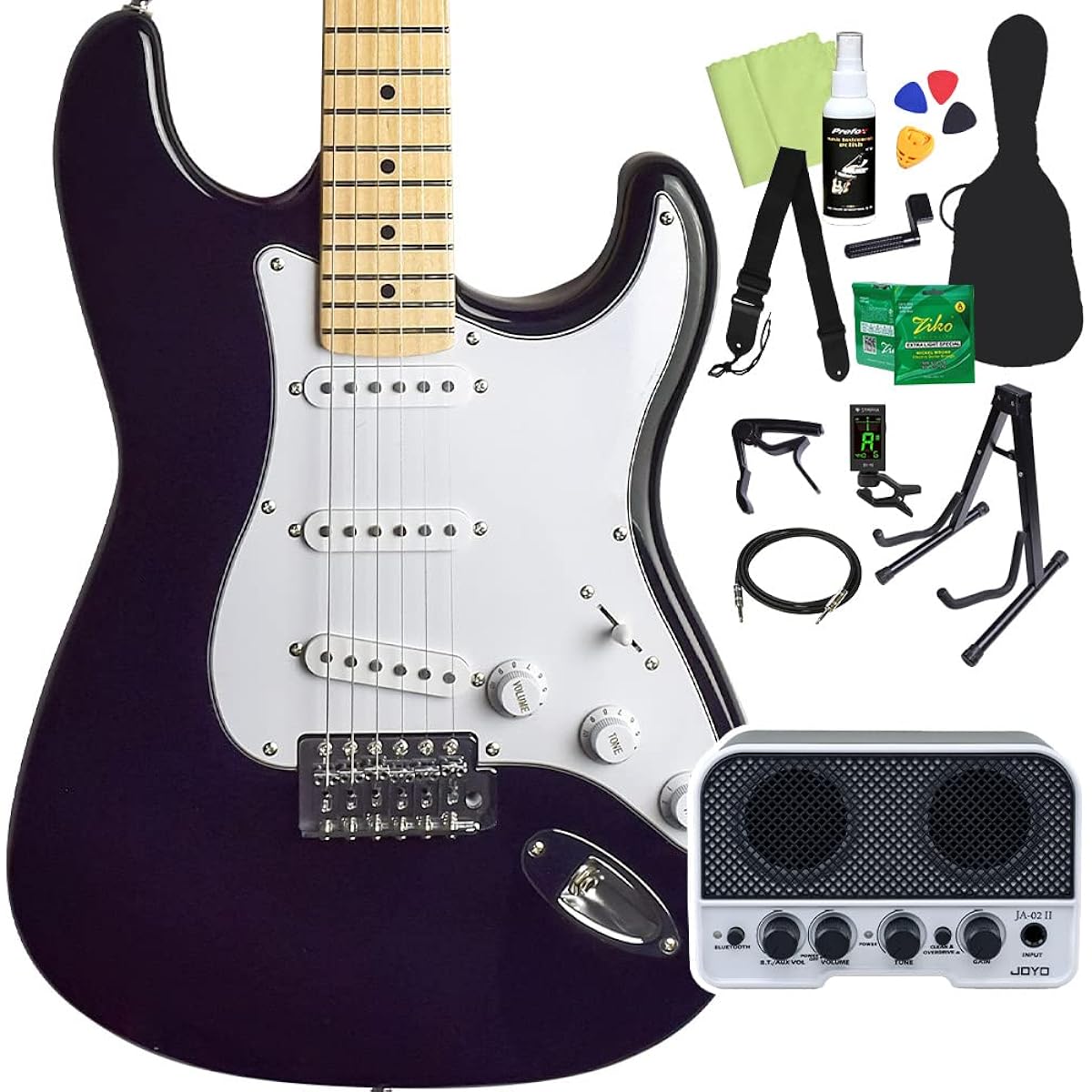 FERNANDES LE-1Z 3S/M BLK Electric Guitar Beginner 14-piece Set [Includes Bluetooth Mini Amplifier] Black Fernandes