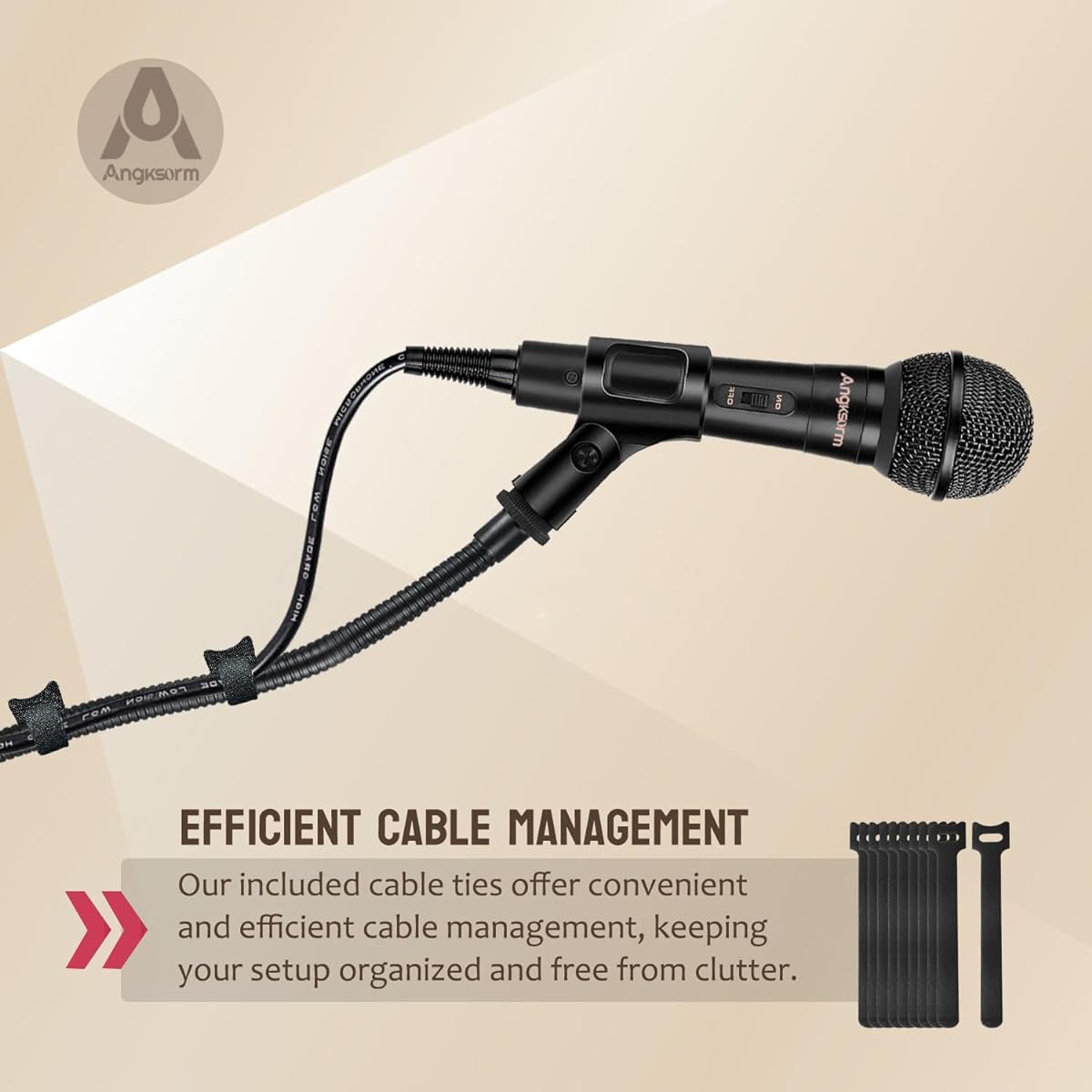 Angksorm 19" Flexible Gooseneck Microphone Stand with Desk Clamp for Podcasting Streaming Radio Broadcasting Studio