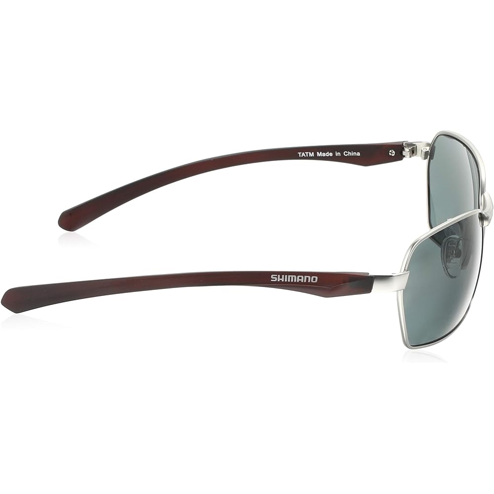 SHIMANO Fishing Polarized Sunglasses Water Repellent Metal Fishing Glasses PC Gloss Silver & Transparent Brown Smoke HG-065P