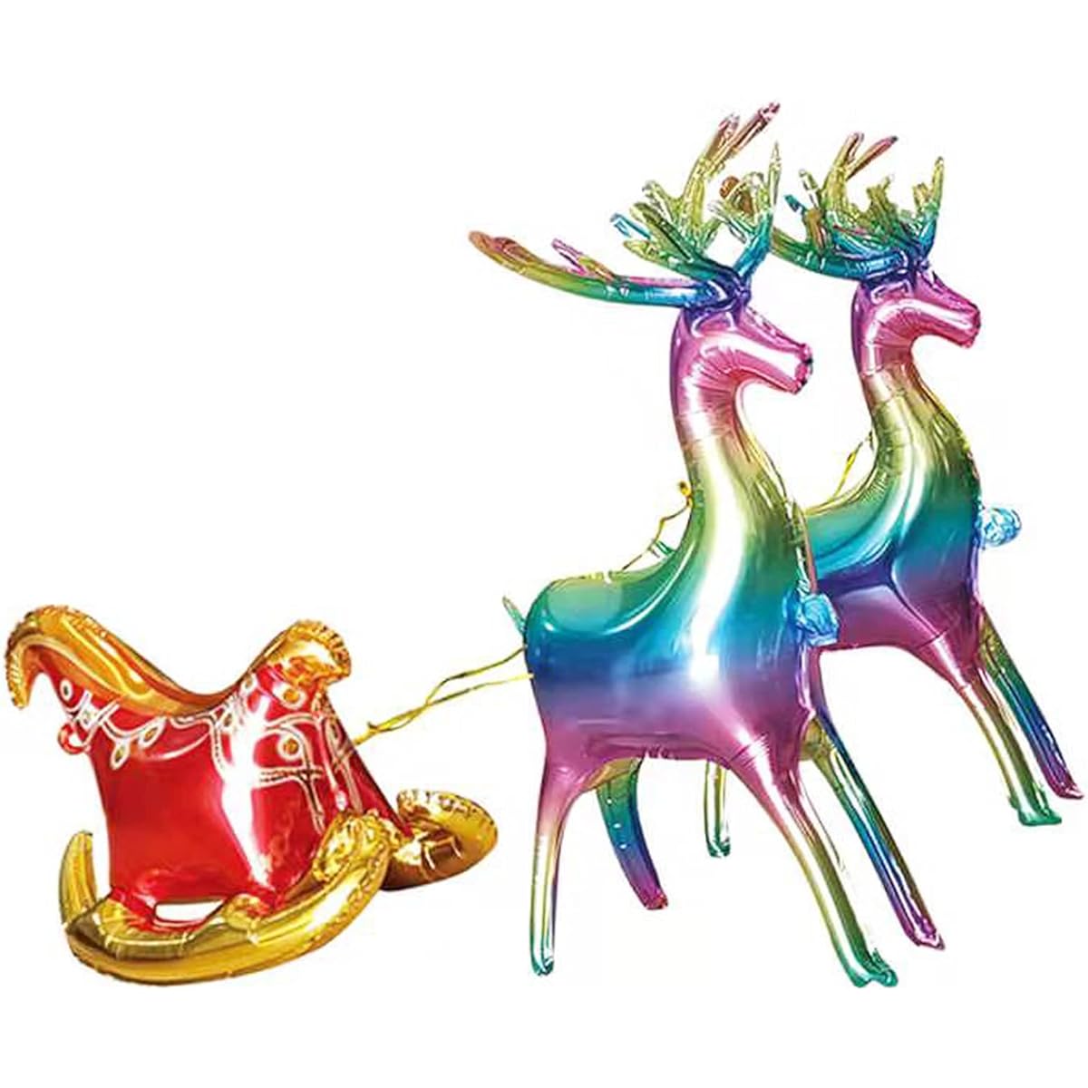 Christmas Foil Balloons, Self Standing Reindeer Balloons Christmas Sleigh 3pcs Inflatable Giant 4D Animal Gradient Deer Farm Window Display Birthday Decorations Party Supplies