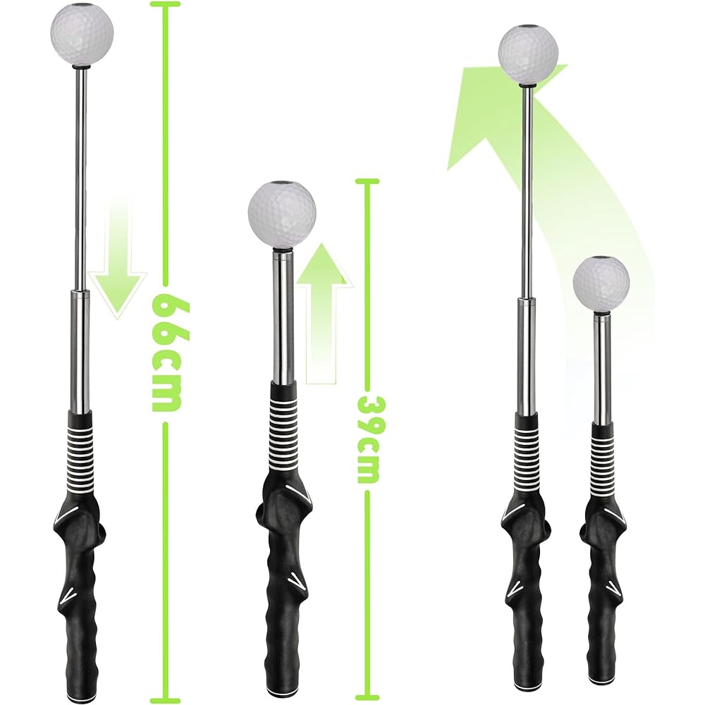 Golf practice swing equipment with corrective grip, telescopic swing trainer, golf practice swing, practice anytime and anywhere, increase distance
