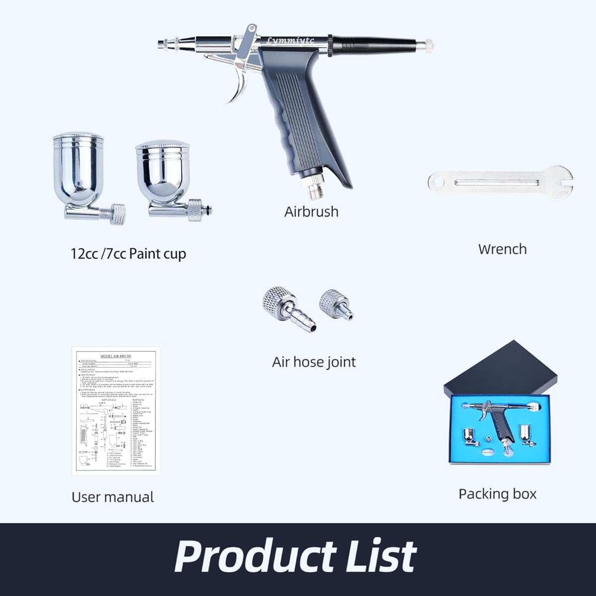 Gravity Feed Airbrush Trigger Kit Spray Gun Tattoo Makeup Nail Art Model Painting (SP166TH Airbrush Kit 0.2mm Needle)