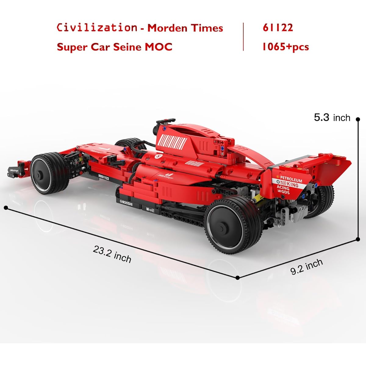 JMBricklayer F1 RC Race Car Building Set MOC Remote Control Car Building Blocks Cool Collection Model Car Kit Assembly Toy Vehicle Gift for Men/Boys/Teens/Adults (1065 Pieces)