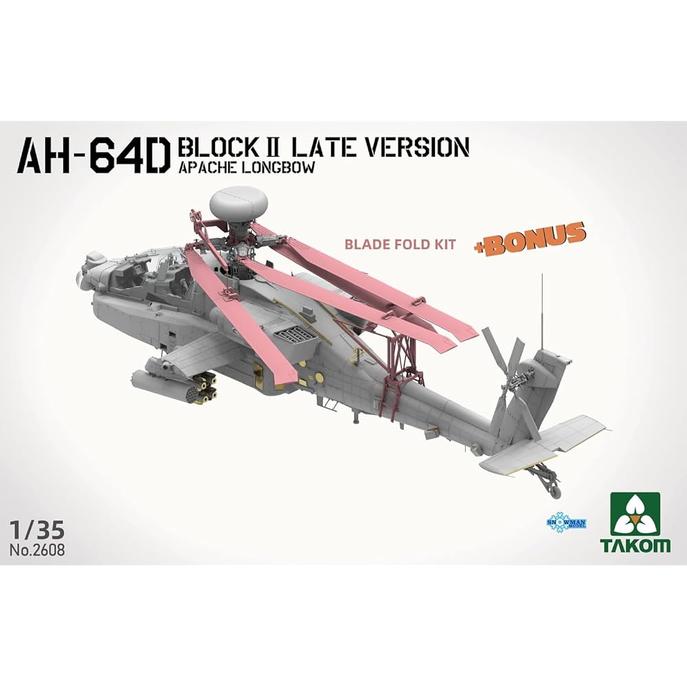 Tacom Snowman 1/35 American AH-64D Apache Longbow Attack Helicopter Block 2 Late Model Plastic Model TKO2608