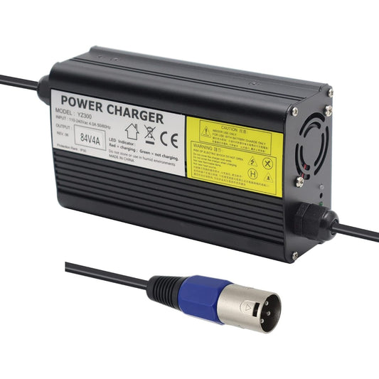 84V 4A Lithium Battery Charger AC Adapter Power Supply 20S 72V Lithium Li-ion Battery Pack with 3 Pin XLR Plug