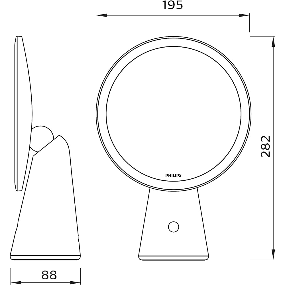 Philips Actress Mirror with LED Light, 3 Color Lighting Modes, Adjustable Angle, 95% Natural Light Reproduction, Makeup Mirror, Makeup Mirror, USB Charging, Actress Mirror, Actress Light, Blue Light Cut [Japanese Genuine Product] DSK205 White