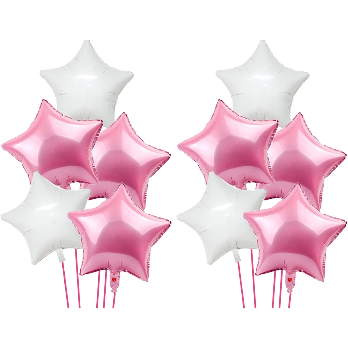 Party Propz 10pcs 18" Pink and White Star Foil Balloons for Birthday/Anniversary/Wedding Party Decorations