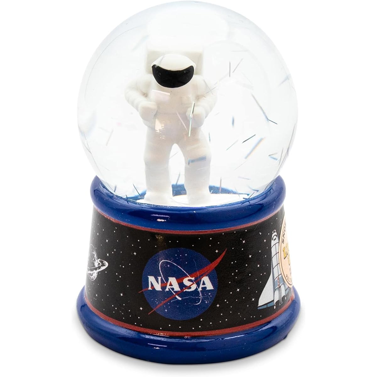 Silver Buffalo NASA Astronaut Light Up Mini Snow Globe with Swirling Glitter Display