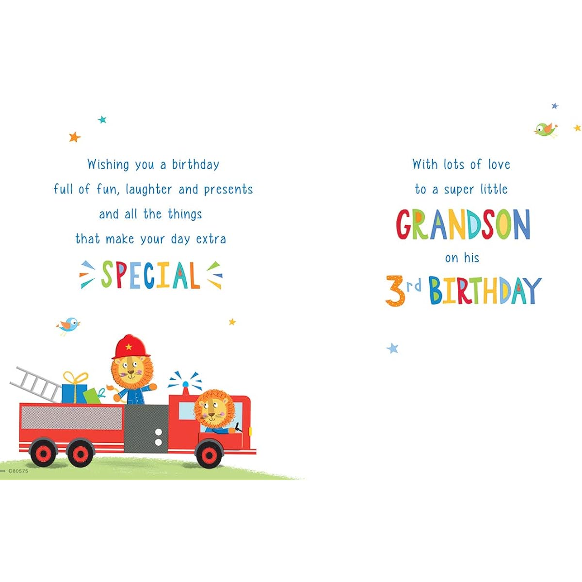 Regal Publishing Little Birthday Card for 3 Year Old Grandson - 9 x 6 Inch