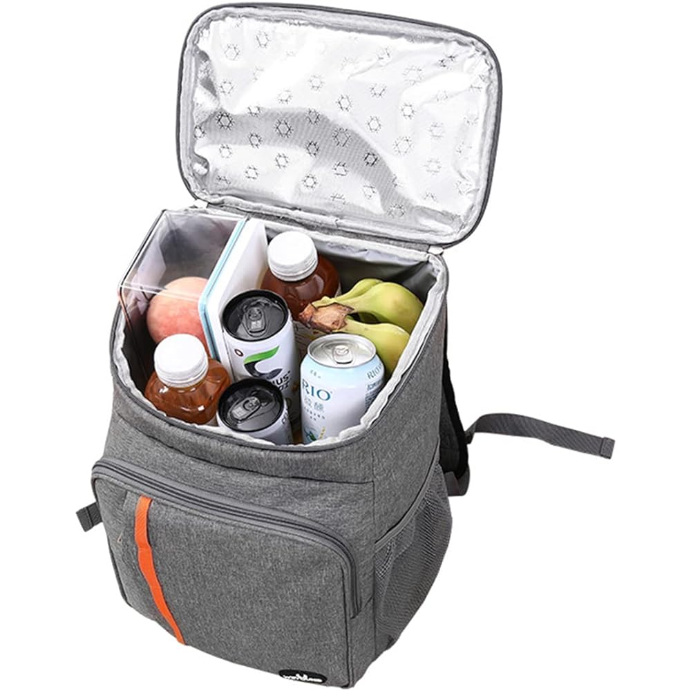 NUZAMAS Insulated Cooler Backpack Bag 18L Waterproof Backpack Women Men Hot Cold Freezer Storage Food Container for Travel Fishing Hiking Beach School Office Camping (Gray)