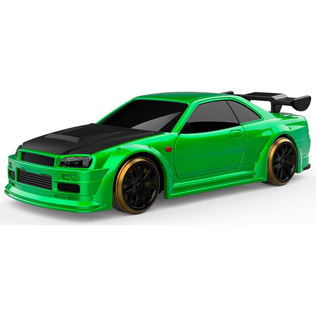 FLYCOLOR Turbo Racing 1:76 Scale C64 Drift RC Car with Gyro Mini Full Proportional No Remote Control (Green)