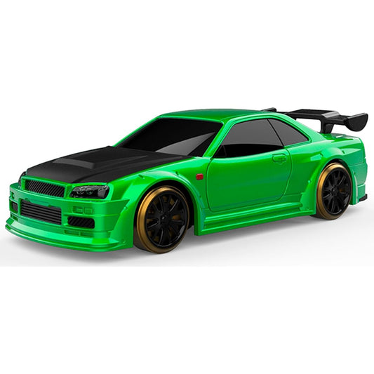 FLYCOLOR Turbo Racing 1:76 Scale C64 Drift RC Car with Gyro Mini Full Proportional No Remote Control (Green)