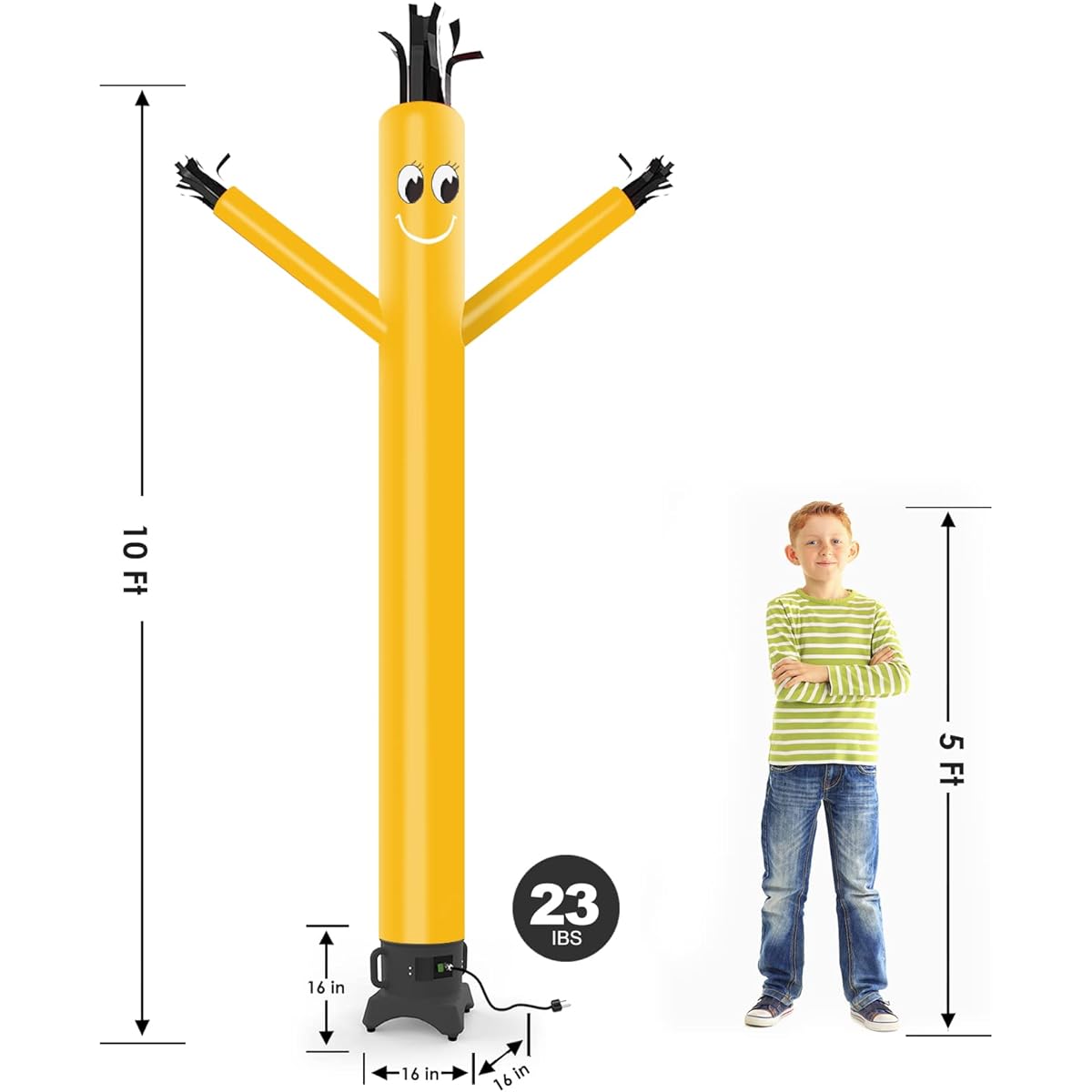 MOUNTO Inflatable Dancer Waving Tube Man Puppet 10ft for Store Signs, Yellow