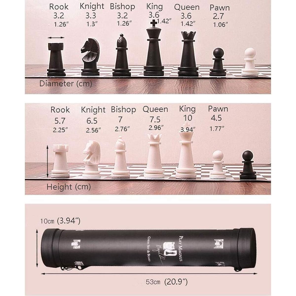 MYBA Chess Set Chess Board Travel Chess Set Portable Leather Board Chessman Chess Puzzle Party Family International Chess Children Adult Chess 51cm