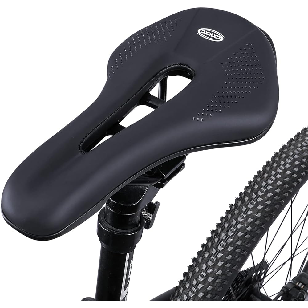 CXWXC Bicycle Saddle, No Butt Pain, Perforated, Thick, Cushioning, PU Leather, For Road Bikes/Cross Bikes, etc. (CX-1098)
