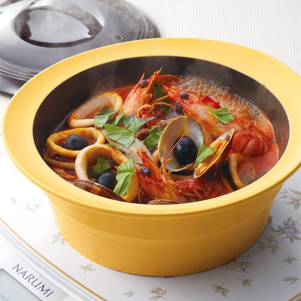 NARUMI Functional Tableware Cookpot Yellow 1400cc IH Direct Fire Oven Microwave Safe 41252-33082