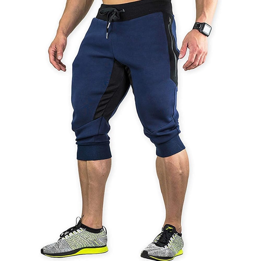 [Mechieng] Men's Jogger Pants, Training, 3/4 Length Pants, High Quality, Gym Wear, Half Pants, Breathable