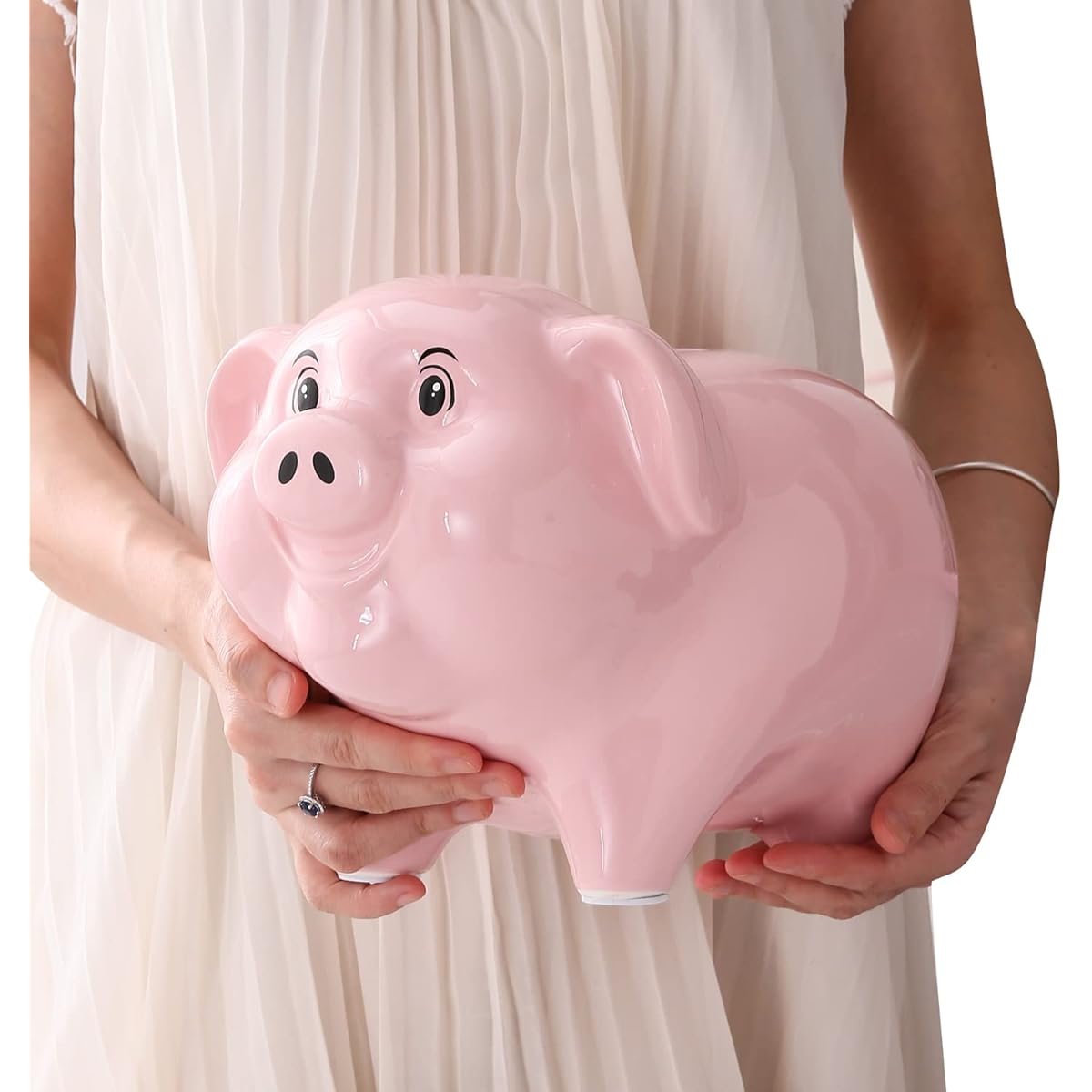 PIG WORLD 11 Inch Large Pink Piggy Bank for Adults Must Open, Piggy Bank for Boys, Piggy Bank for Girls, Kids, Savings, alcancias de Dinero para adultos niños, Money Saving