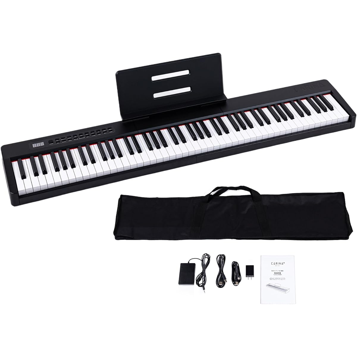 Carina Electronic Piano 88 Keyboard Keyboard Lightweight Slim Rechargeable Pedal Earphone MIDI Beginner (Black)