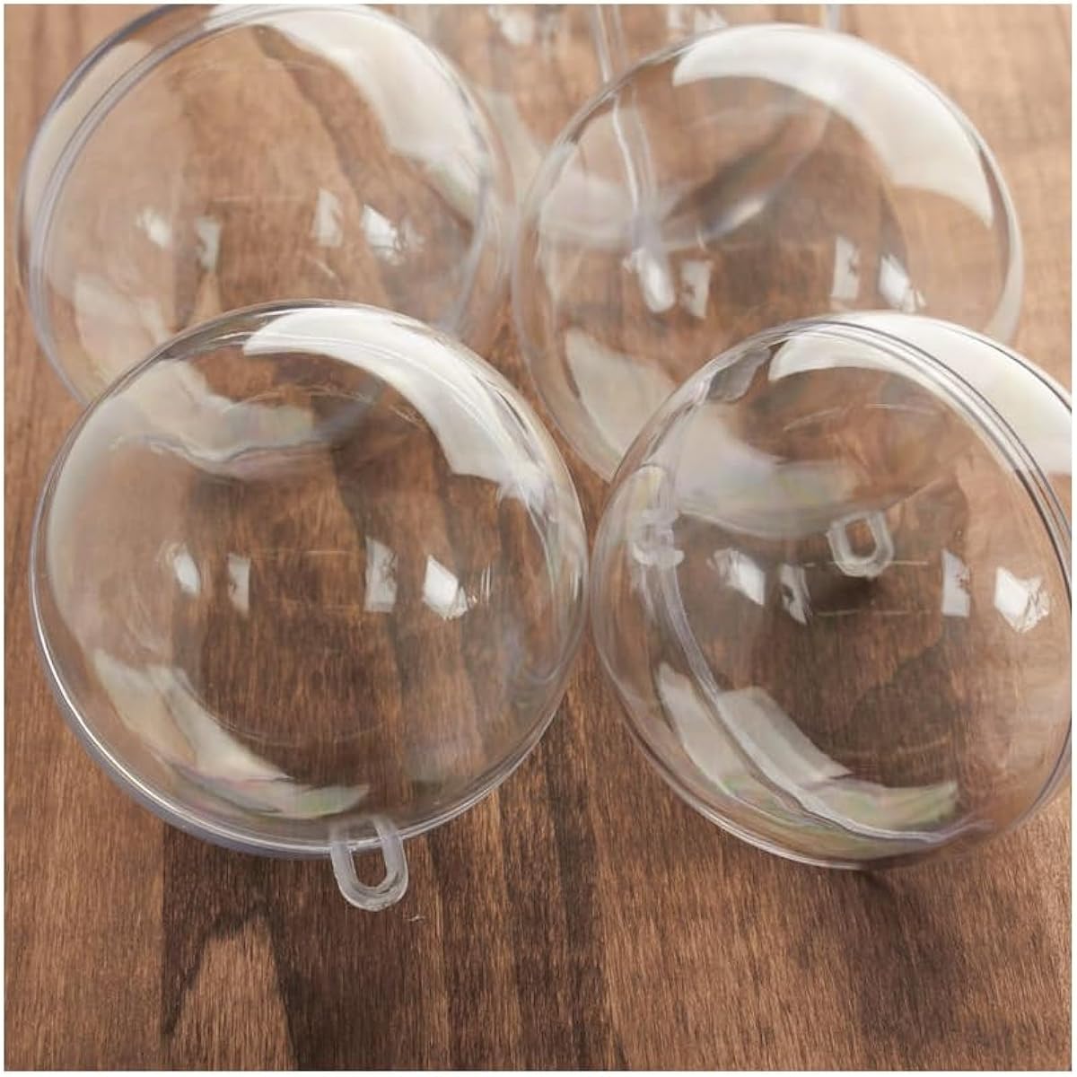 Package of 12 Clear Plastic Craft Acrylic 80mm Fillable Balls for Ornaments & Bath Bomb Molds