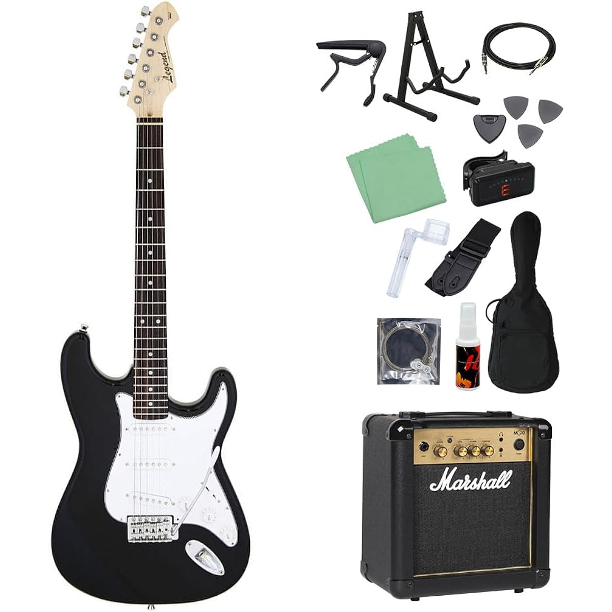 LEGEND LST-Z Electric Guitar Beginner 14-piece Set [With Marshall Amplifier] BK Stratocaster Type Legend