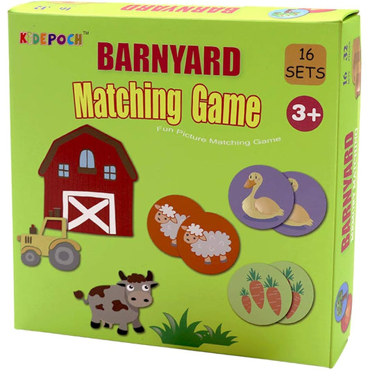 Memory Match Game - 16 Pairs Matching Set, Preschool Memory Game, Barnyard Elements, Non-Toxic, Educational Memory Matching Game, Great for Kids, Toddlers, Ages 3+