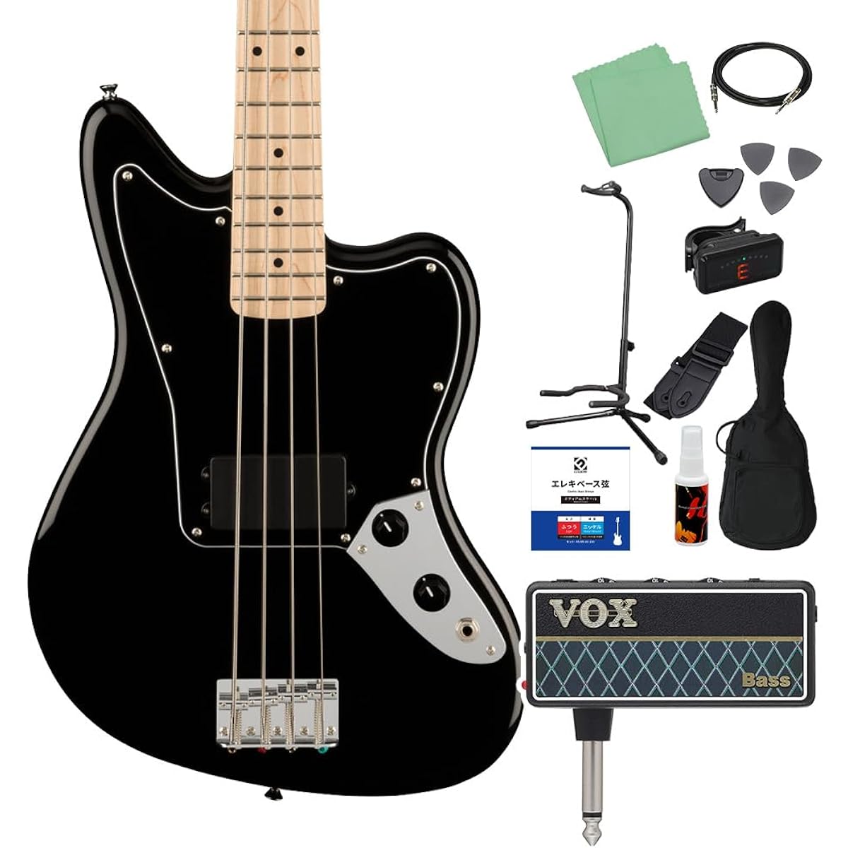 Squier by Fender Affinity Series Jaguar Bass H Black Bass Beginner 12-piece set Jaguar bass