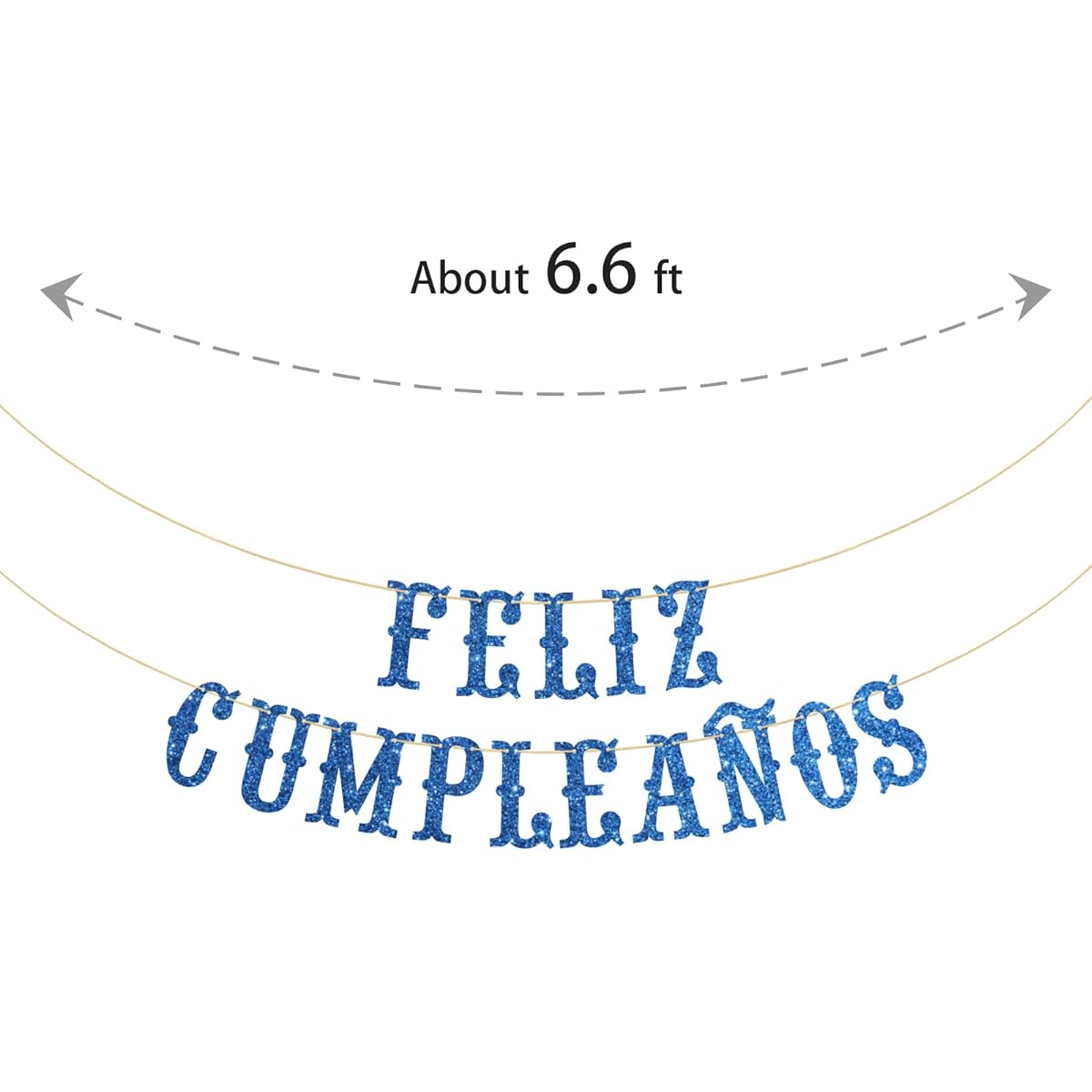Halawawa Blue Glitter Feliz Cumpleaños Banner - Spanish Happy Birthday Banner Mexican Fiesta Theme Birthday Party Decorations - Birthday Party Supplies for Men Women Boys Girls