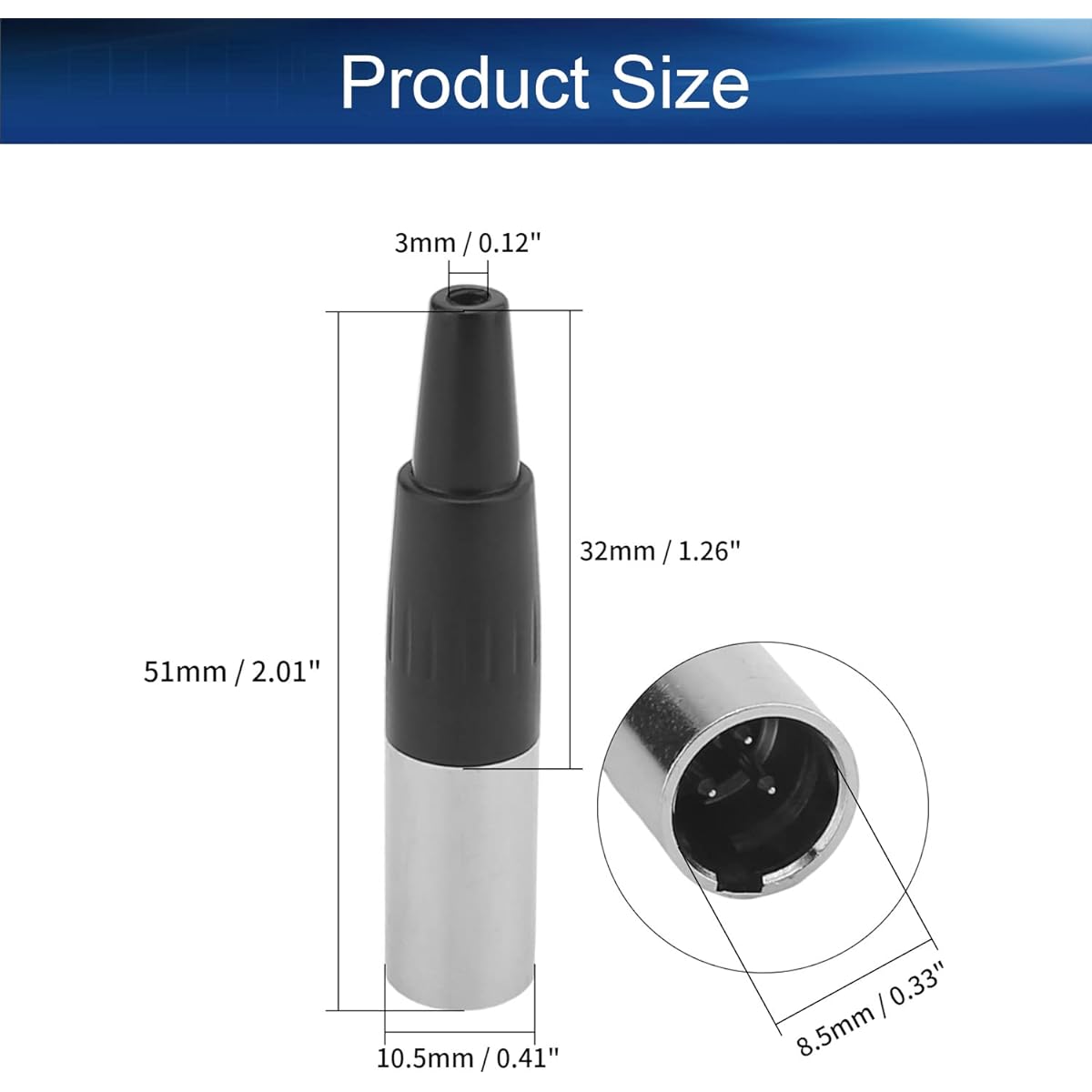 Heyiarbeit Mini XLR Male Converter Adapter Zinc Alloy 3 Pin Converter Recording Studio Video Audio System LY-KNT055 2pcs