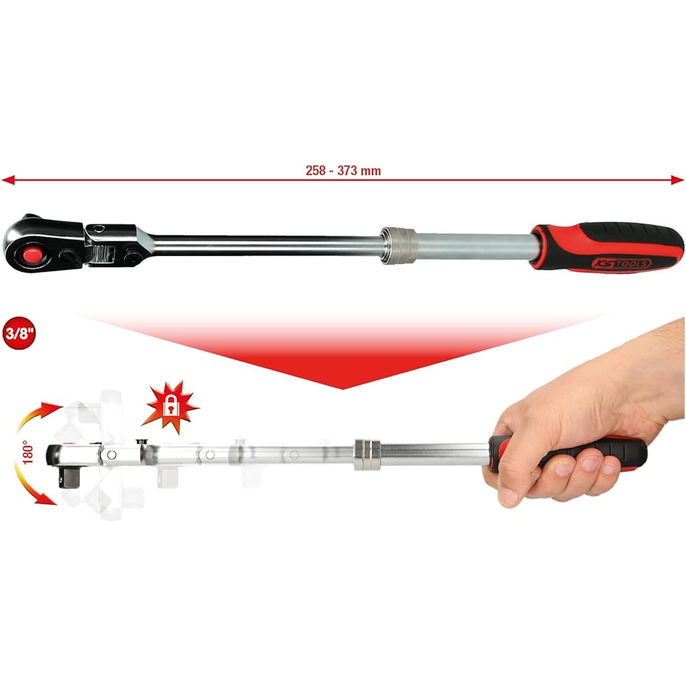 KS Tools 3/8" SlimPOWER Telescopic Reversible Ratchet 72 Teeth 914.3820