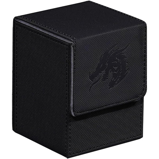 ArtBoutiq Card Deck Box for PKM Cards with 2 Dividers, Card Storage Box for 100+ Single Sleeved Cards, PU Leather, Strong Magnetic Card Deck Case Holder for Magic Commander TCG CCG (Black)