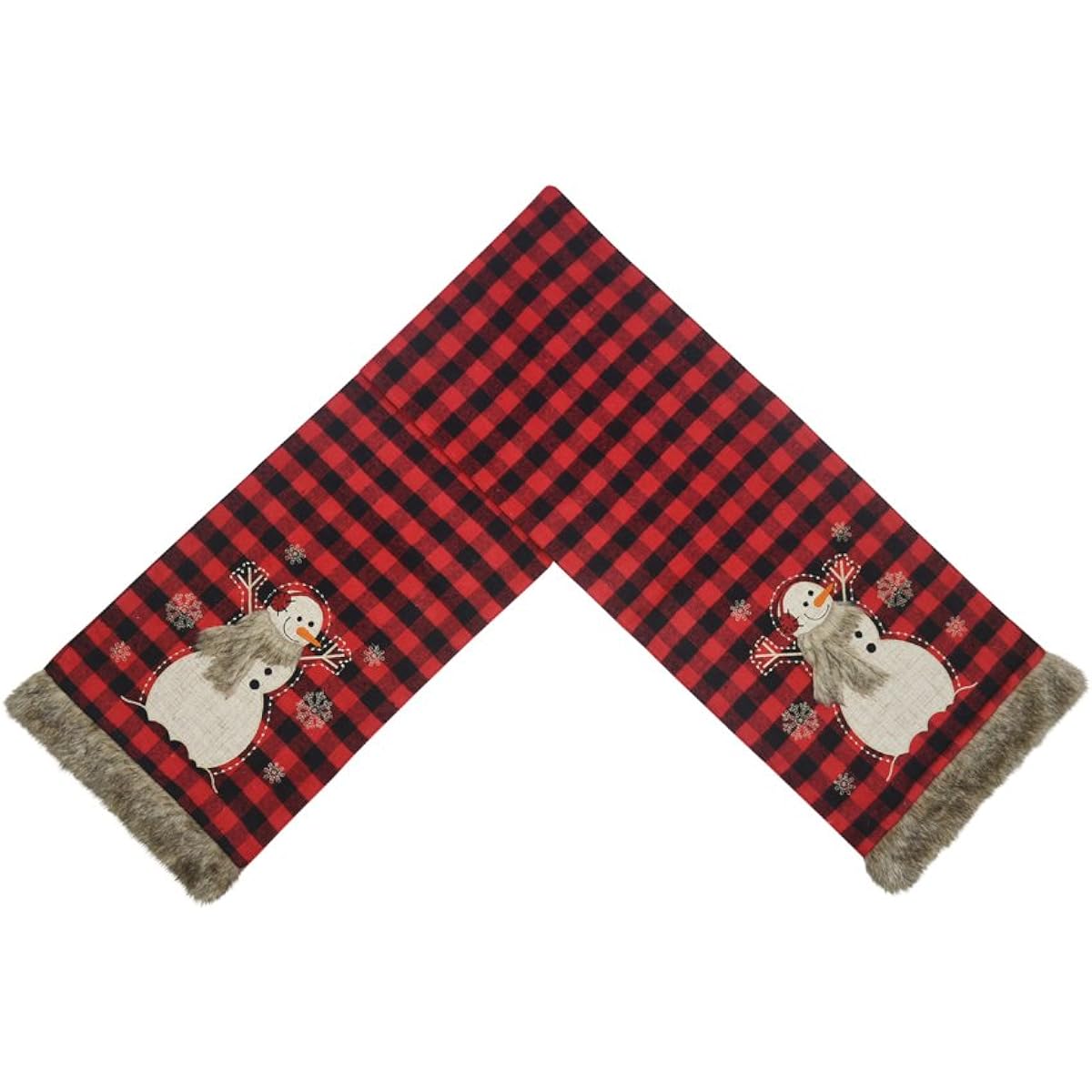 Comfy Hour Joyful Holiday Collection 13" x 72" Winter Christmas Snowflake Soft Fur Edge Scarf Table Runner Polyester