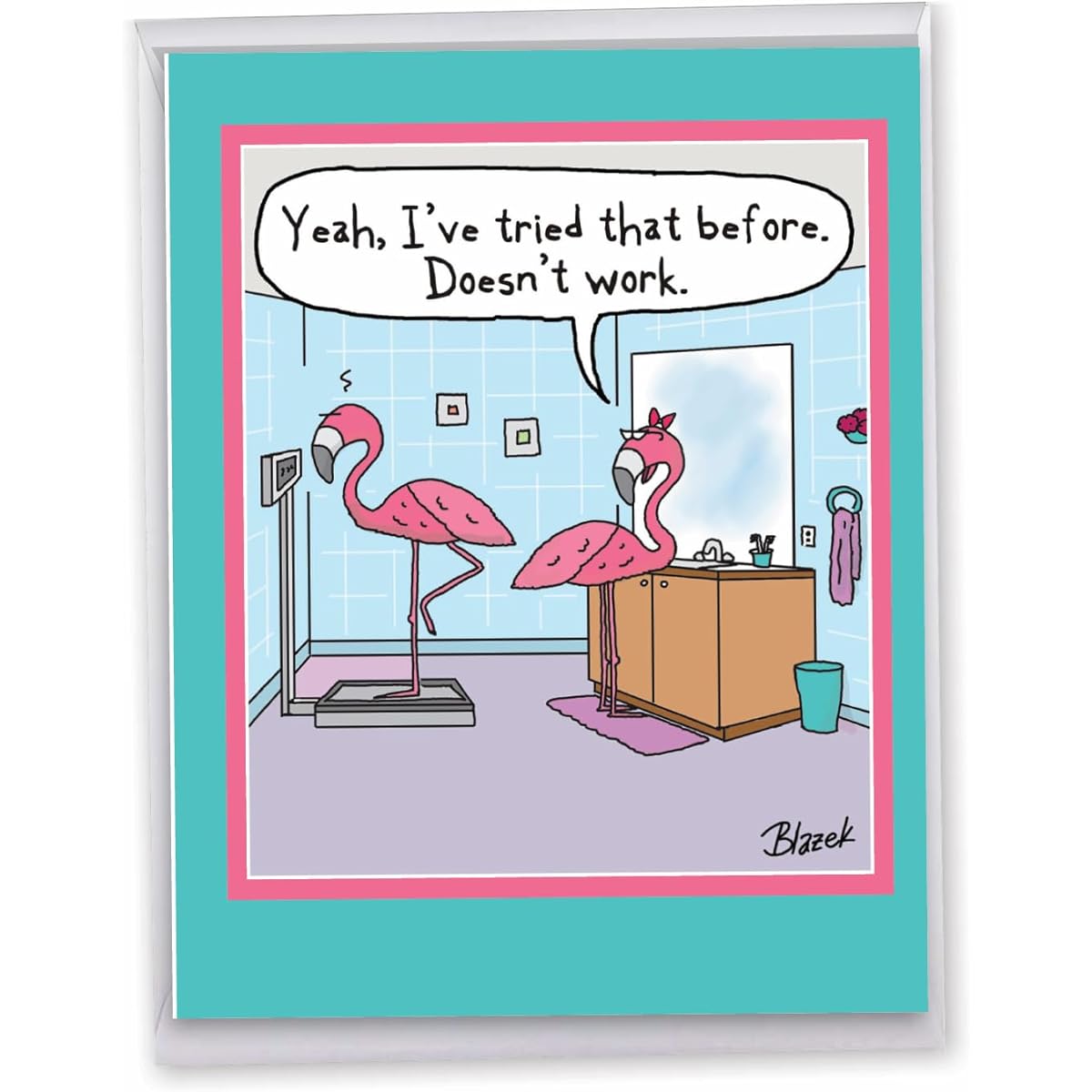 NobleWorks, Flamingo Scale - Hysterical Birthday Greeting Card Greeting Card (8.5 x 11 inches) - J3370BDG