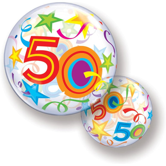 50 Brilliant Stars, 22 inch Single Bubble Balloon