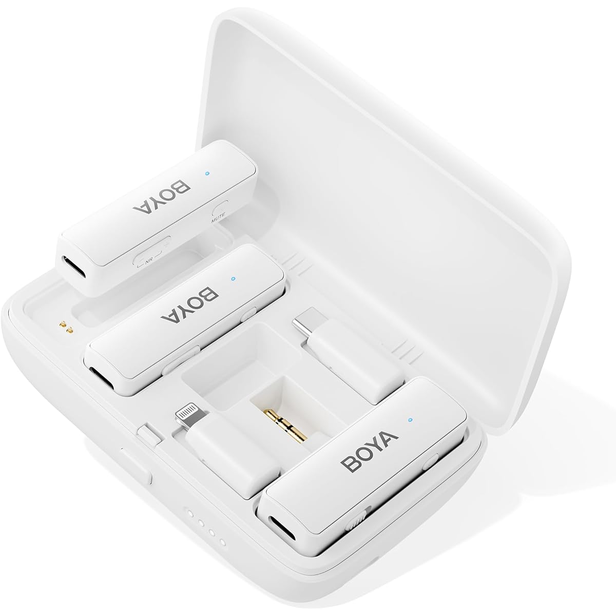 ng Case Included Two People Can Use Simultaneously Instant Connection 360° Omnidirectional Sound Collection 100M Transmission Distance 10 Hours Continuous Use Live Broadcast/Tik Tok/YouTube/ Supports Vlog shooting/video distribution, etc. (white version)