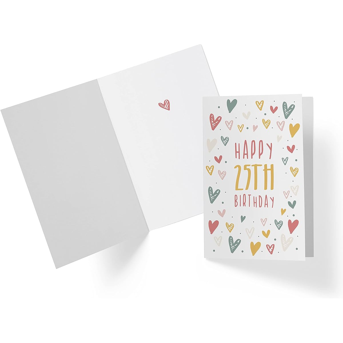 25th Birthday Card for Him and Her - 25th Anniversary Card Dad Mom - 25th Birthday Card Brother Sister Friend - 25th Birthday Card Man Woman - Cartoon - Heart Doodle