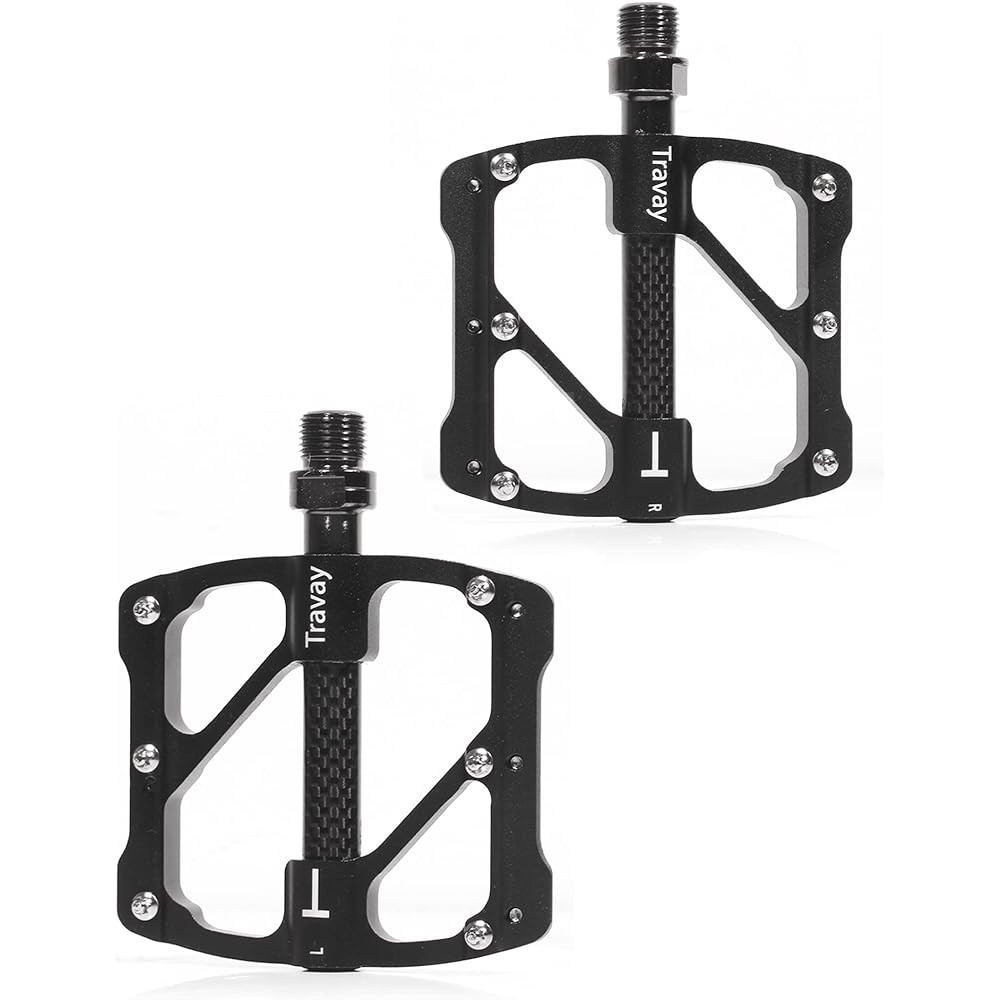 Travay Pedals [New Material] Bicycle Pedals, Carbon Fiber Mountain Bike Pedals, 3 Bearings, Left and Right Set, Ultra Light, Anti-Slip, Durable Bicycle Pedals