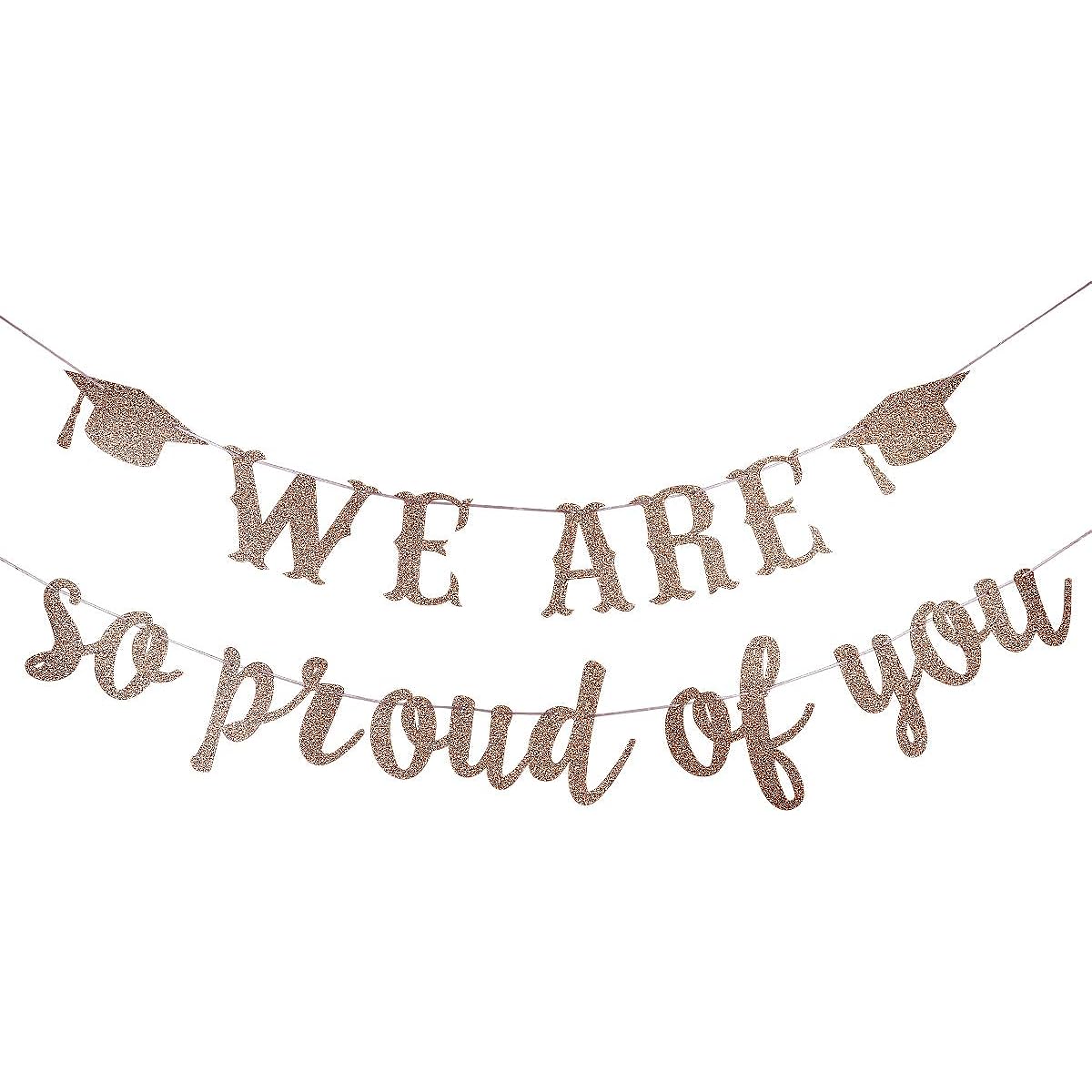 Rose Gold Glittery We Are So Proud Of You Banner - 2020 Graduation Party Decorations, 2020 Graduation Decorations, High School Graduation, College Graduation Party, Graduation Party Decorations Supplies