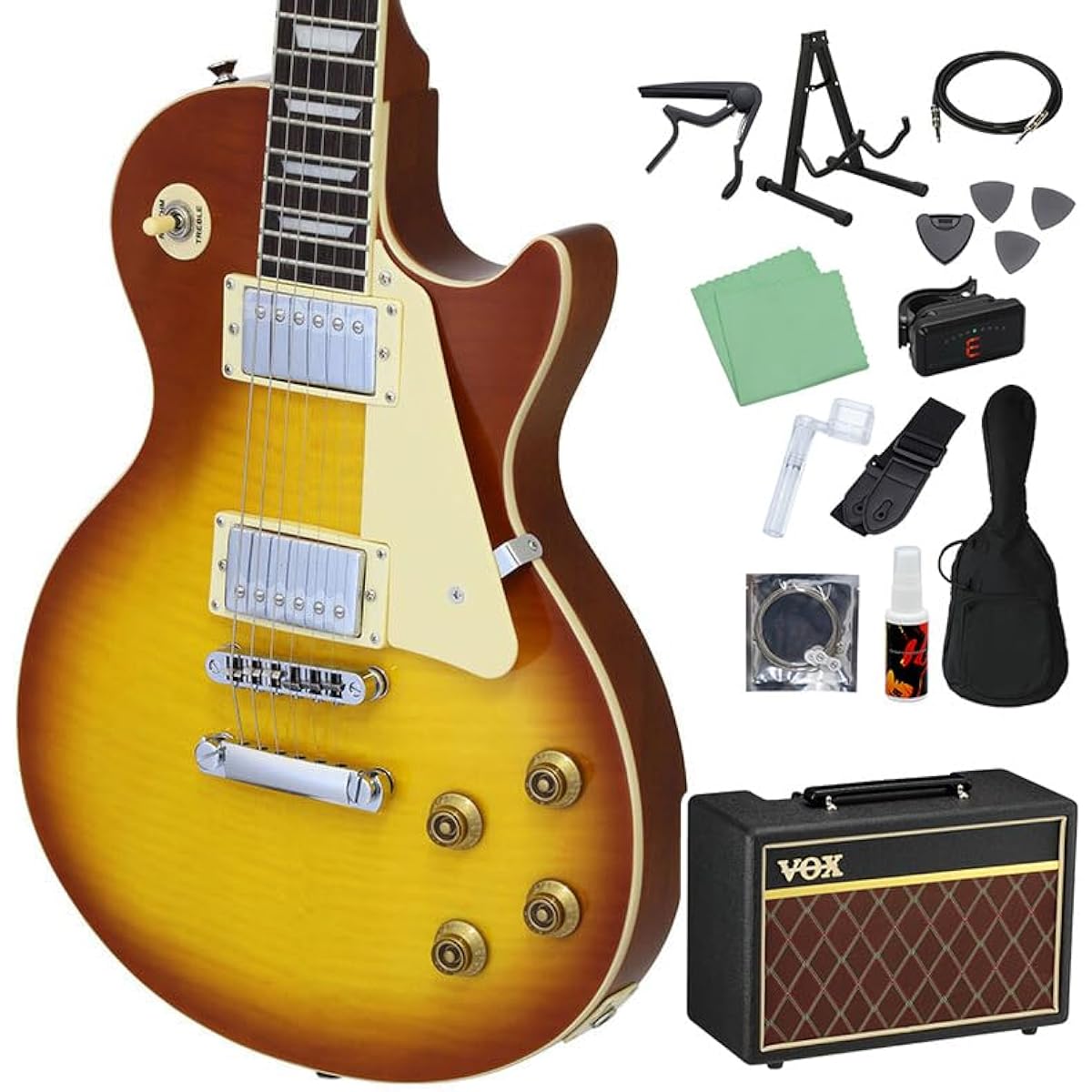 Blitz by AriaProII BLP-450 HB Electric Guitar Beginner 14-piece Set [With VOX Amplifier] Les Paul Standard Honey Burst Blitz