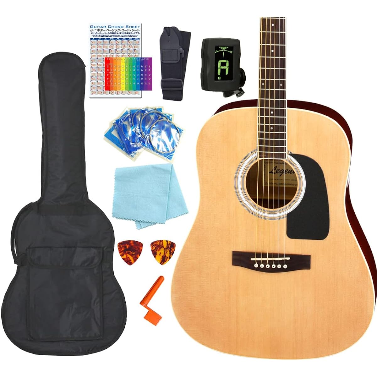 Acoustic Guitar Western Type Legend WG-15 Acoustic Guitar Beginner 10-piece Set N [98765]