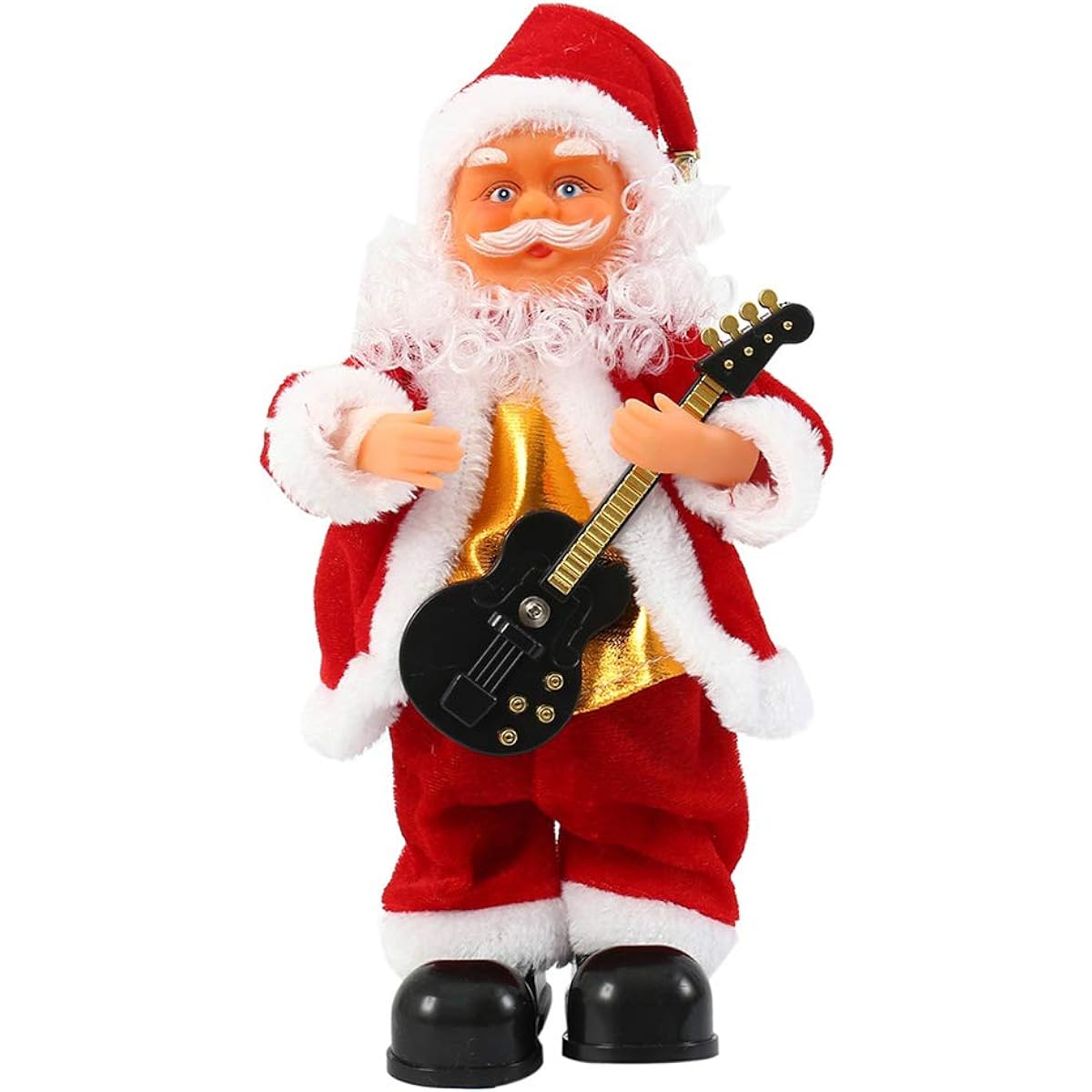 readygohigh Santa Claus Electric Toy Doll Christmas Musical Toy Santa Claus with Music Automatically Walks and Shakes Hips Ornament Figurine Toy New Year Gift Children Decoration Birthday Present Batteries Sold Separately (Guitar)