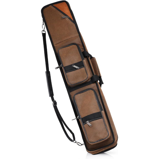 ICZW 4x8 Pool Cue Case Billiard Stick Carry Case Leatherette Soft Cue Bag Holds 4 Butts and 8 Shafts