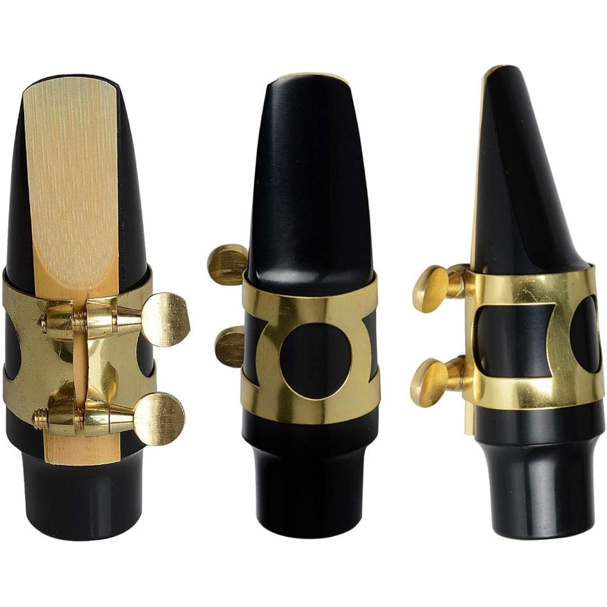 Jiayouy Alto Saxophone Mouthpiece 1 Reed with Gold Plated Ligature and Plastic Cap